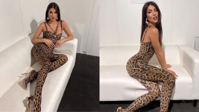 Giulia Salemi la tuta leopardata fa impazzire i fan